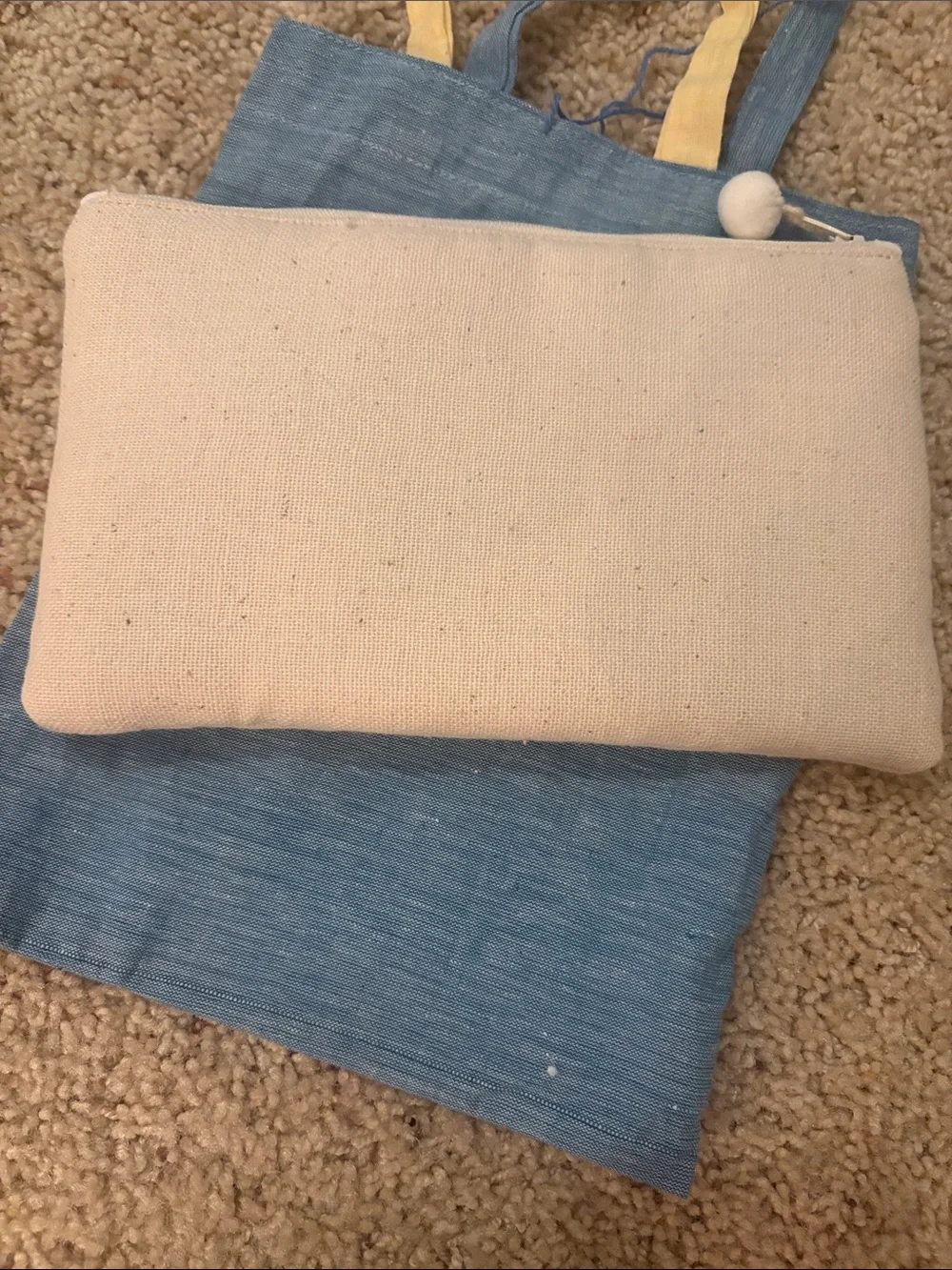 Embroidered Wildflower Linen Zip Pouch - Cream one of a kind from Myanmar